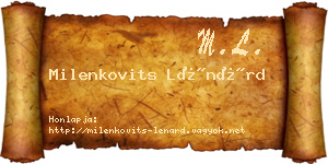 Milenkovits Lénárd névjegykártya